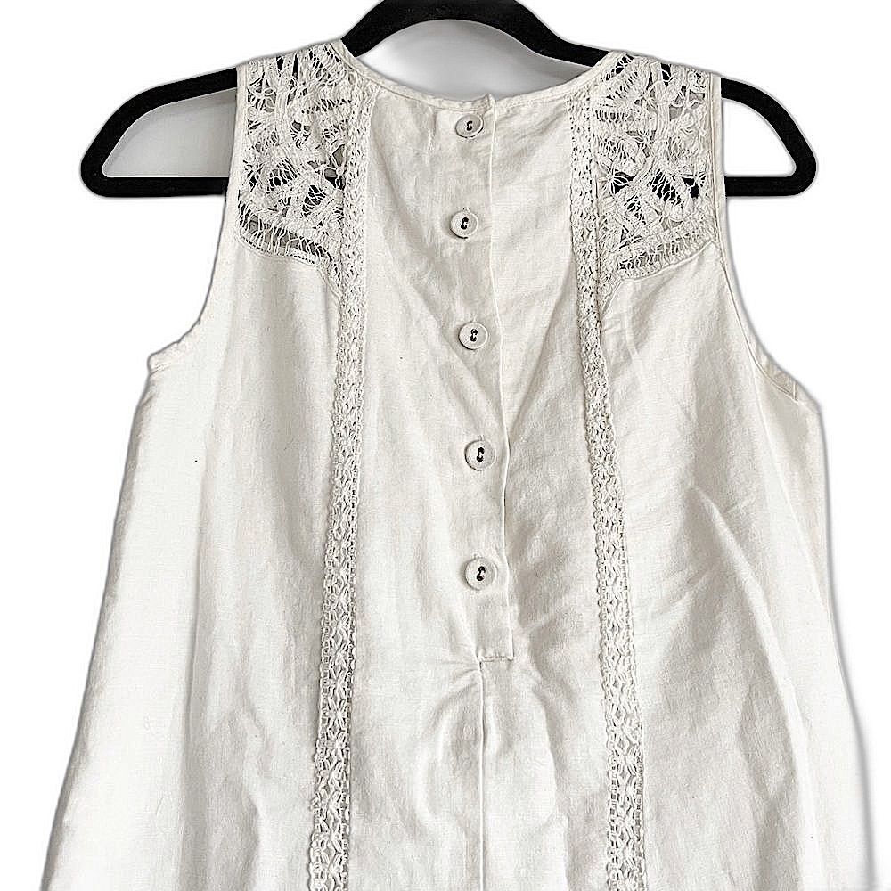 Anthropologie Moulinette Soeurs Ivory Lace Garden Sleeveless Shift Dress Size 4 - Picture 9 of 16